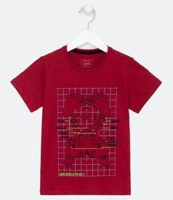 Camiseta Infantil Estampa Grid Controles de Videogame - Tam 5 a 14 anos