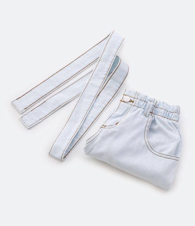Short Clochard Infantil em Jeans com Cinto Faixa - Tam 5 a 14 anos Azul 7