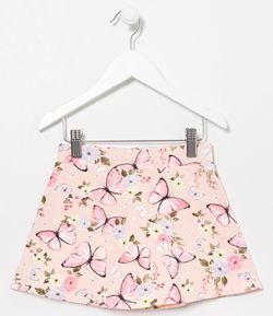 Short Saia Infantil Estampa Borboletas - Tam 5 a 14 anos