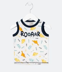 Camiseta Infantil Regata com Estampa Dinos - Tam 0 a 18 meses