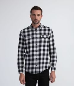 Camisa Manga Longa Xadrez em Flanela com Bolsos