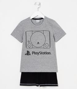 Pijama Infantil Curto PlayStation - Tam 5 a 14 anos