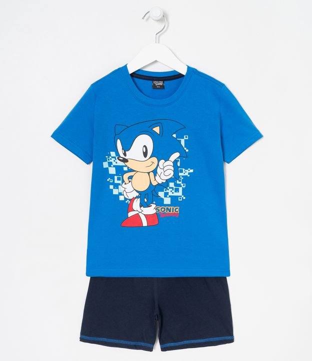 Pijama Infantil Curto Sonic - Tam 4 a 14 anos