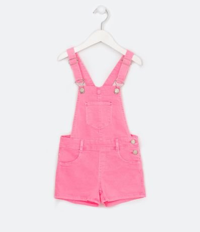 Jardineira Infantil em Jeans Neon - Tam 5 a 14 anos Menor preço em Jardineira Infantil em Jeans Neon - Tam 5 a 14 anos