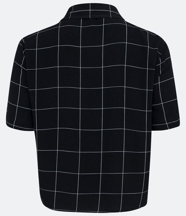 Camisa Cropped con Bolsillo Estampado Cuadrillé Negro 6