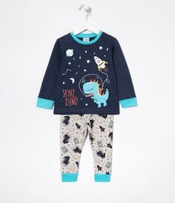 Pijama Infantil Longo Space Dino - Tam 1 a 4 anos