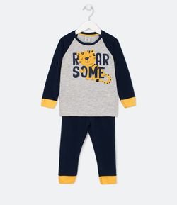 Pijama Infantil Longo com Toque Suave Estampa Tigrinho - Tam 1 a 4 anos