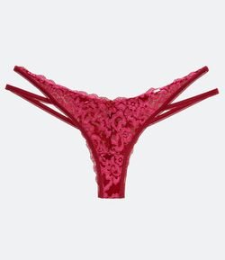 Calcinha String Fio Duplo em Tule com Renda Floral