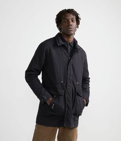 Jaqueta Parka em Sarja com Bolsos Frontais