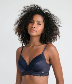 Sutiã Bojo Triangular em Microfibra com Renda Geométrica