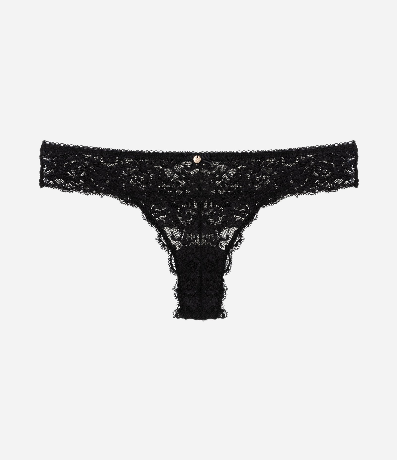 Calcinha Biquíni Fio em Renda Floral com Cós Elástico Preto 6