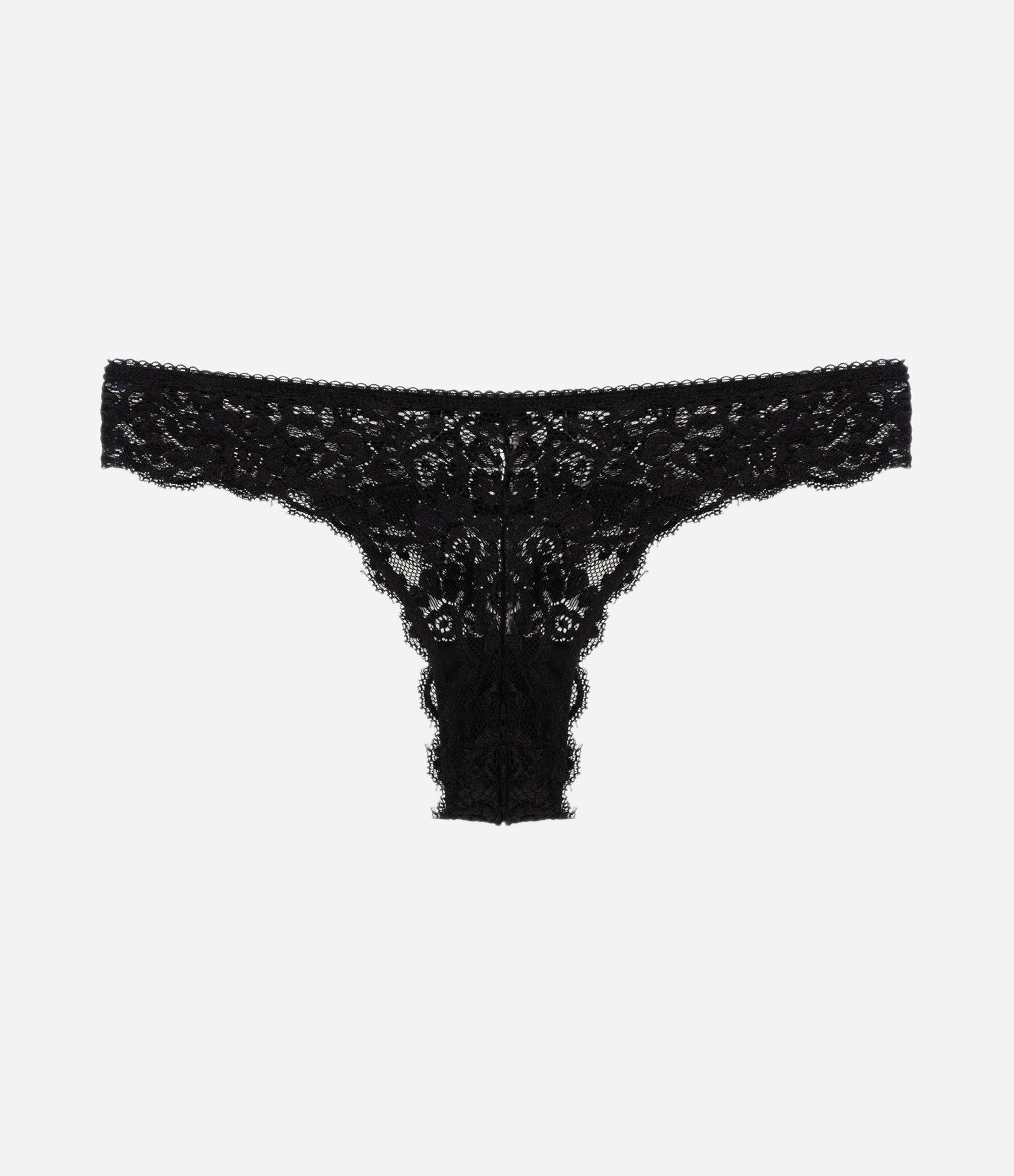 Calcinha Biquíni Fio em Renda Floral com Cós Elástico Preto 7