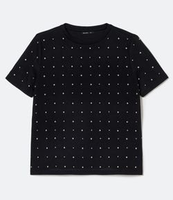 Blusa Manga Curta com Aplicação de Pontos de Luz