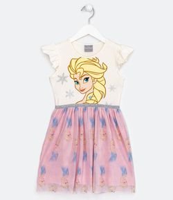 Vestido Infantil Estampa Elsa Frozen - Tam 2 a 10 anos