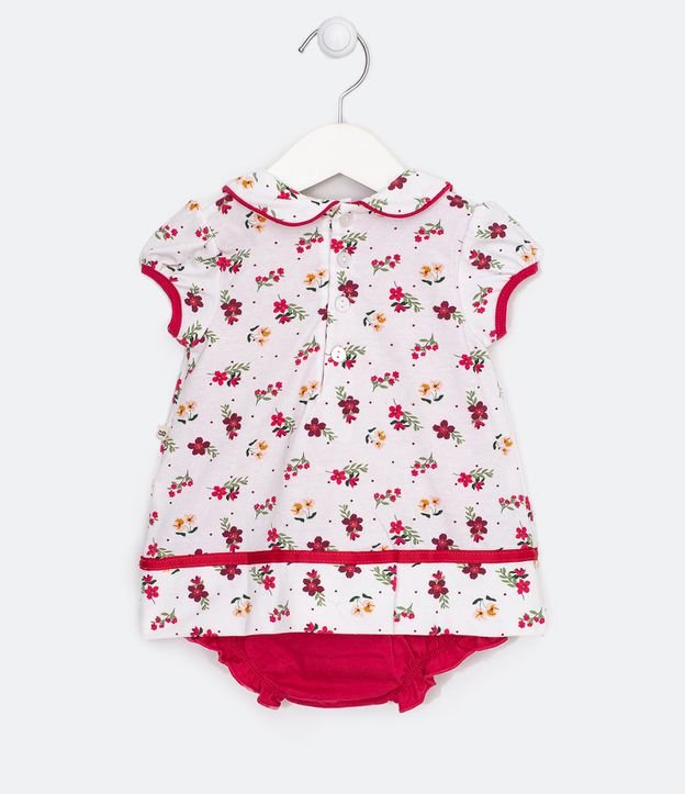 Vestido Body Infantil Cuello Muñeca Estampado Floral - Talle 0 a 18 meses Blanco 2