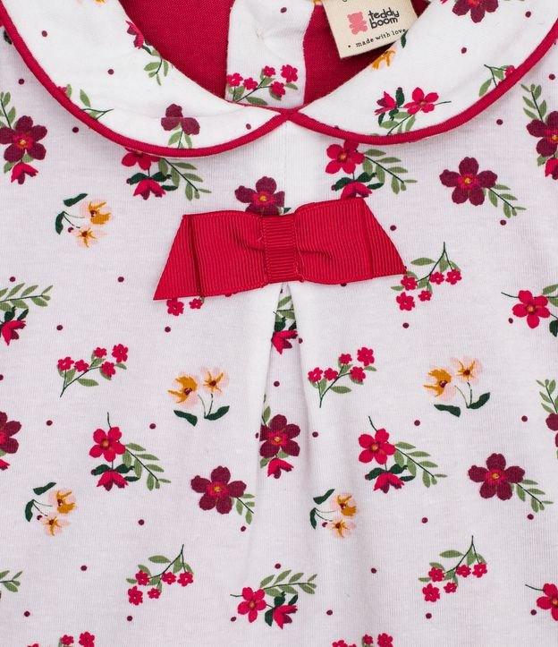 Vestido Body Infantil Cuello Muñeca Estampado Floral - Talle 0 a 18 meses Blanco 3