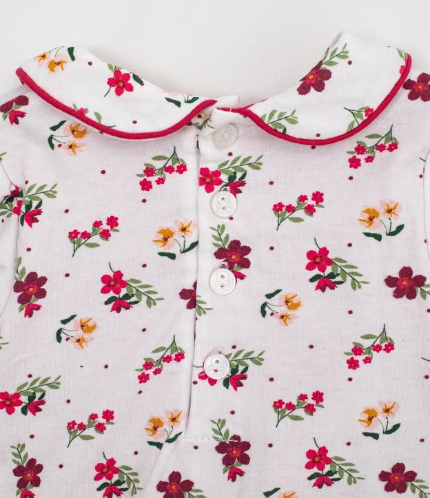 Vestido Body Infantil Cuello Muñeca Estampado Floral - Talle 0 a 18 meses Blanco 4