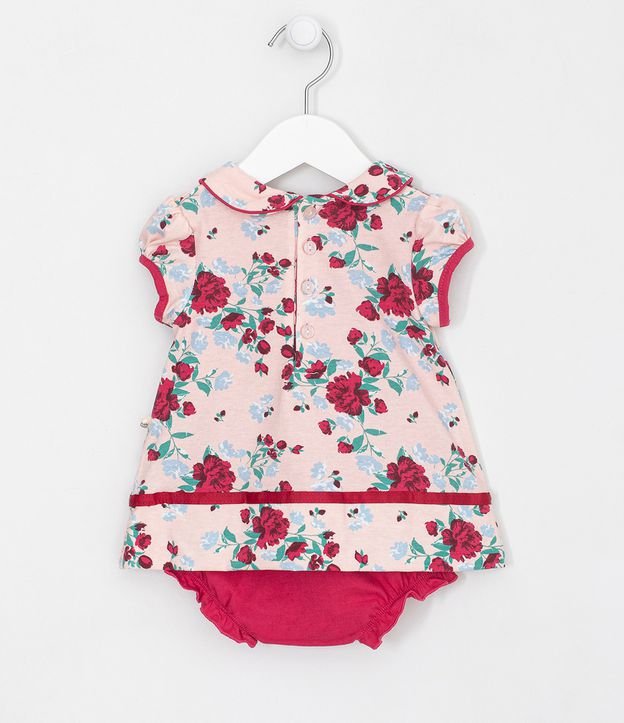 Vestido Body Infantil com Gola Boneca Estampa Floral - Tam 0 a 18 meses | Teddy Boom (0 a 18 meses) | Rosa | 3-6M