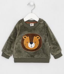 Blusão Infantil em Fleece bordado de Leão - Tam 0 a 18 meses