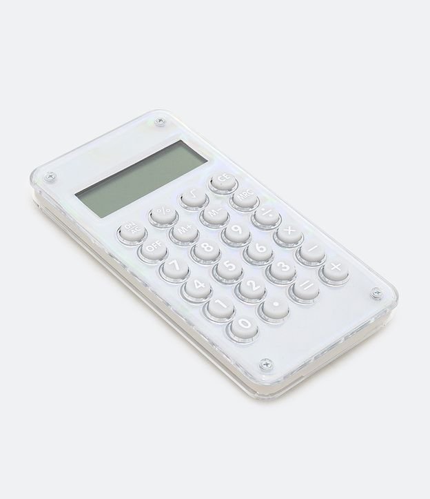 Calculadora Holográfica em Plástico com Joguinho na Capa Branco 2