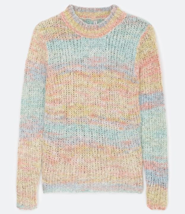 Suéter en Tejido de Punto con Cuello Alto en Degradado Multicolores 7