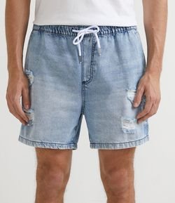 Shorts com Cós Elástico em Jeans