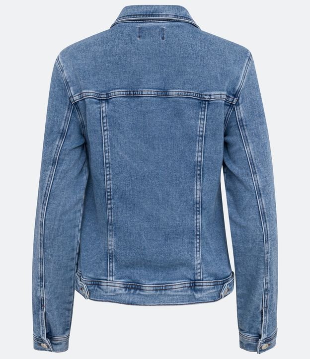 Jaqueta em Jeans com Recortes Frontais Azul 7