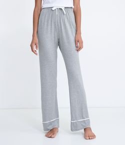 Calça de Pijama em Viscolycra com Detalhe Contrastante na Barra
