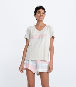 Pijama Blusa Manga Curta e Short em Viscolycra Estampado