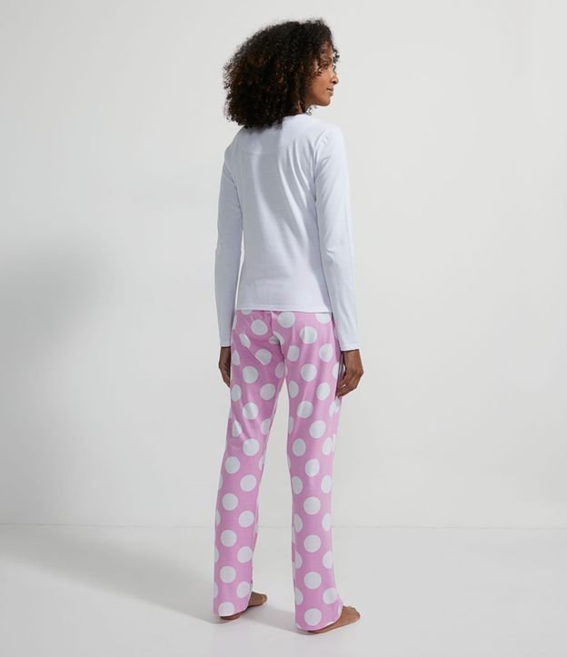 Pijama Longo em Algodão com Estampa Dog Yoga e Poá | Lov | Branco | GG