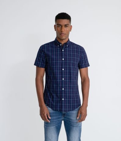 Camisa Manga Curta em Algodão com Estampa Xadrez Menor preço em Camisa Manga Curta em Algodão com Estampa Xadrez