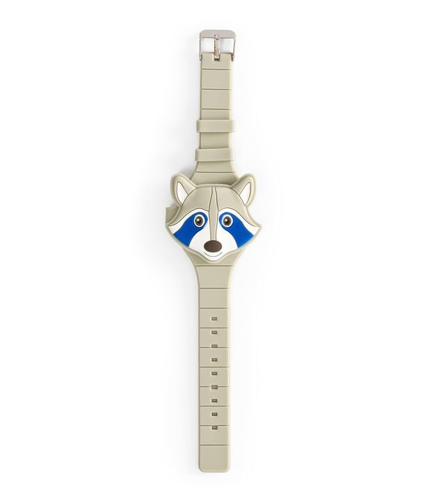 Relógio Infantil Accessories REN131 Digital com Tampa Guaxinim - Cor: Cinza - Tamanho: U