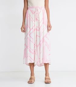 Calça Pantalona em Viscose Estampa Geométrica