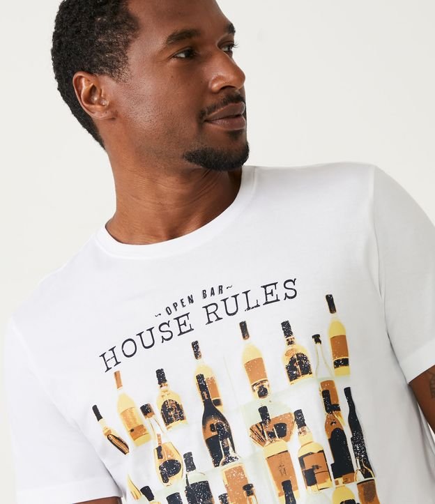 Camiseta Comfort em Algodão com Estampa House Rules Bebidas Branco 4