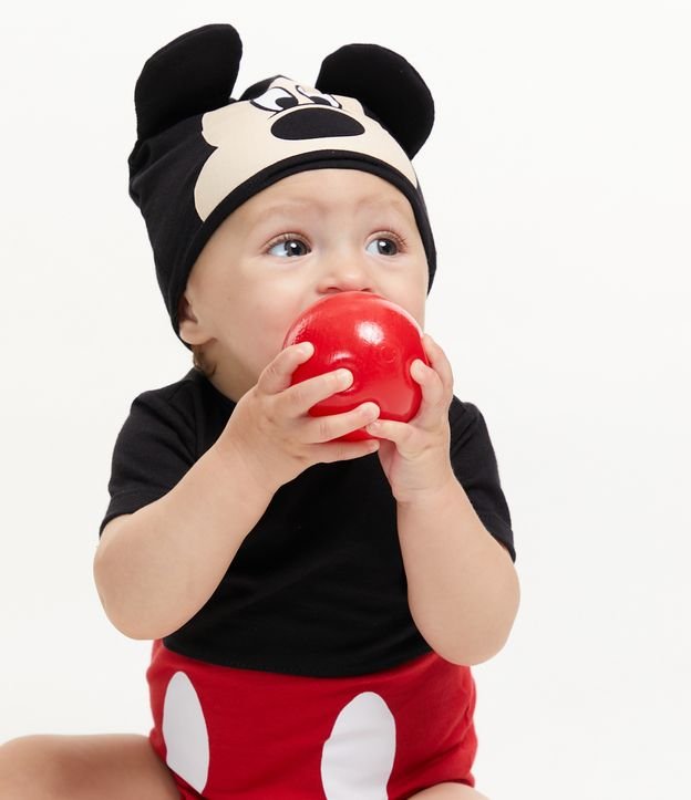 Body Infantil Disfraz Mickey con Gorra - Tam 0 a 18 meses Negro 2