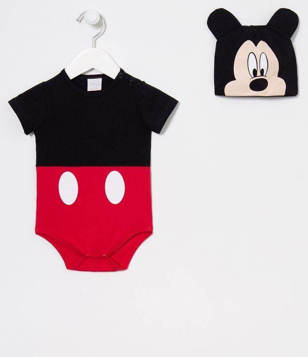 Body Infantil Estampa Roupinha do Mickey e Acompanha Touca - Tam 0 a 18 meses Preto 2
