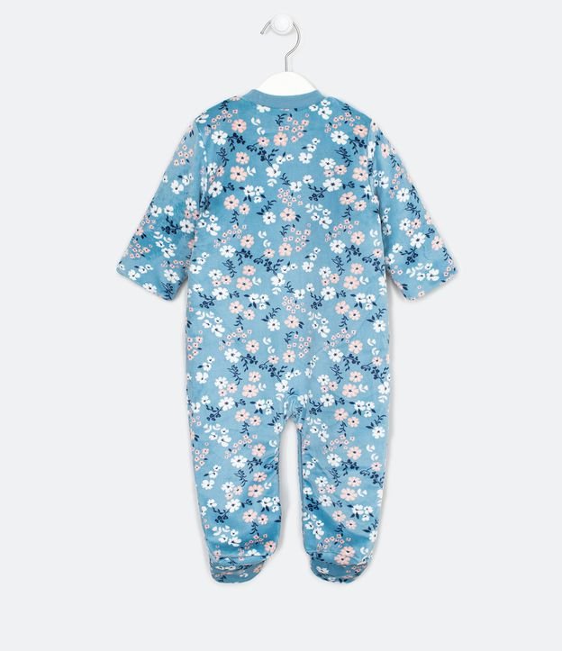 Mono Infantil en Fleece Estampa de Flores - Talle 0 a 18 meses Azul 2