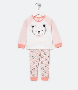 Pijama Infantil Longo Estampa Oncinha - Tam 2 a 4 anos