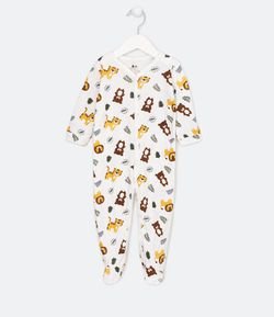 Macacão Infantil Estampa de Animais - Tam RN a 18 meses