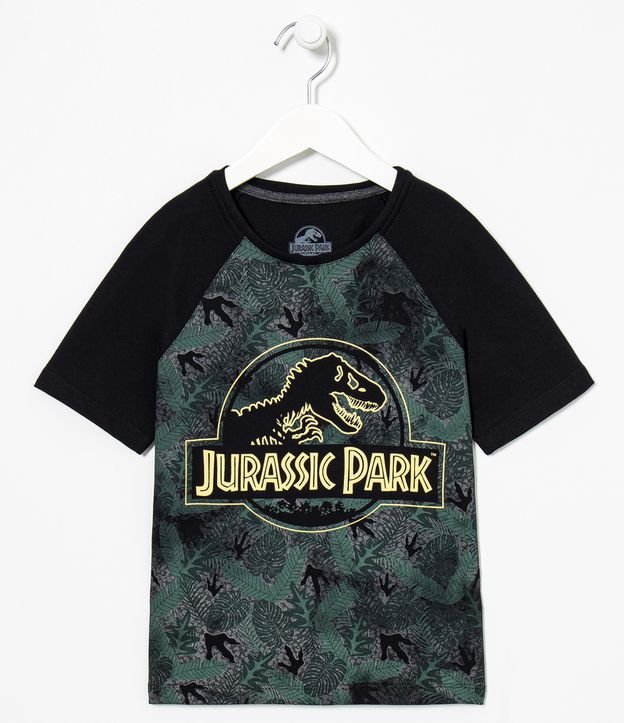 Remera Infantil Estampa Jurassic Park - Tam 5 a 14 años Negro 1