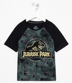 Camiseta Infantil Jurassic Park - Tam 5 a 14 anos