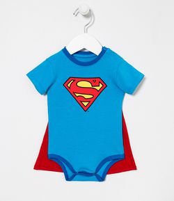 Body Infantil Fantasia Super Homem com Capa Removível - Tam 0 a 18 meses