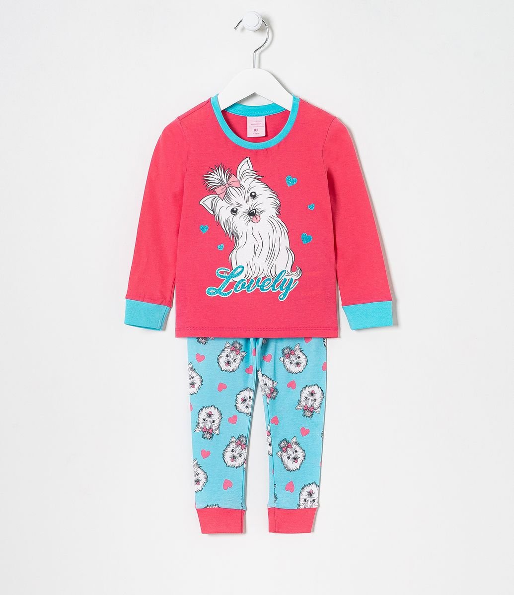 Pijama Infantil Longo Estampa Yorkshire - Tam 2 a 4 anos Menor preço em Pijama Infantil Longo Estampa Yorkshire - Tam 2 a 4 anos