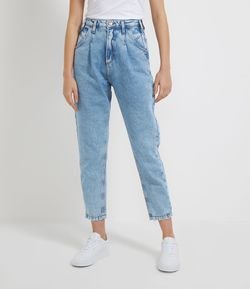 Calça Baggy Jeans com Pregas e Bolsos Diferenciados