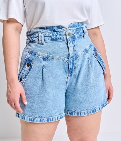 Short Clochard Jeans com Lapela nos Bolsos Curve & Plus Size Menor preço em Short Clochard Jeans com Lapela nos Bolsos Curve & Plus Size