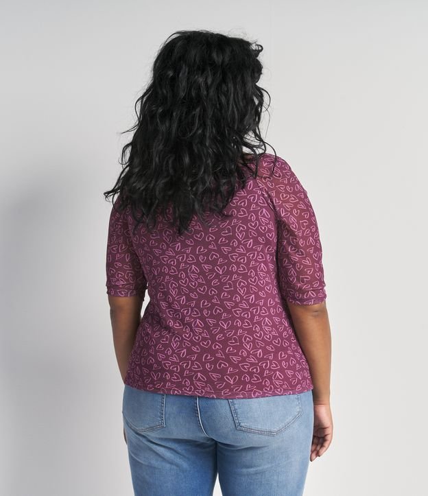 Blusa com Decote Quadrado em Tule com Estampa de Corações Curve & Plus Size | Ashua Curve e Plus Size | Rosa | G