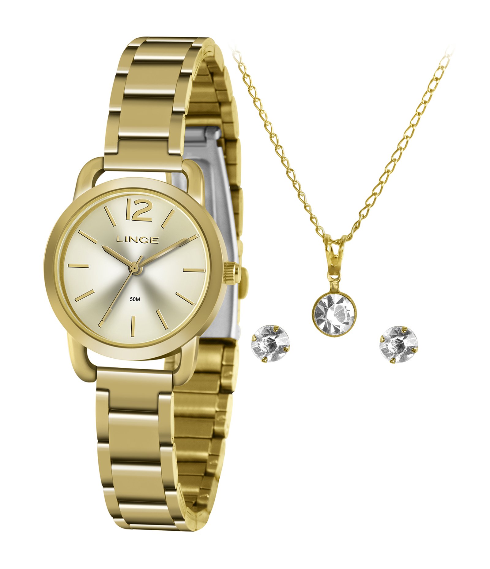 Kit Relógio Feminino Lince Lrgj131l Ki44c2kx Analógico 50M + Conjunto de Semijoias U 1