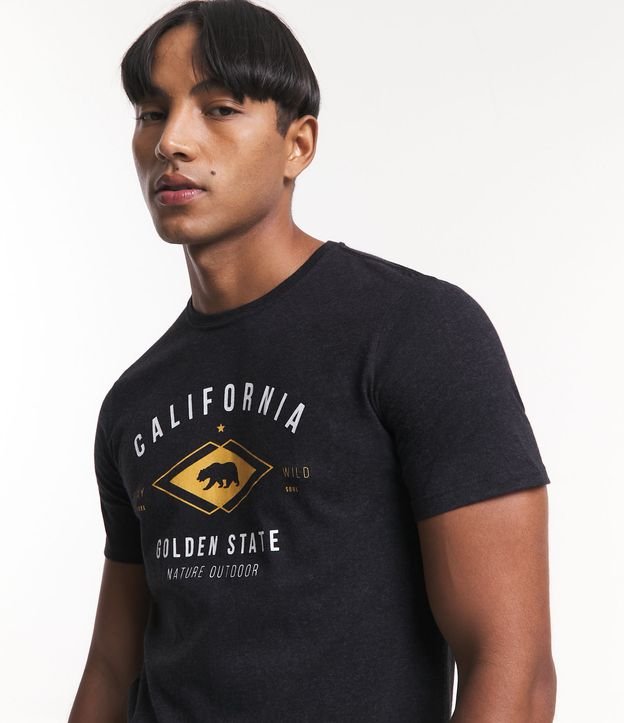 Camiseta Regular em Meia Malha com Estampa California Golden State Preto 4