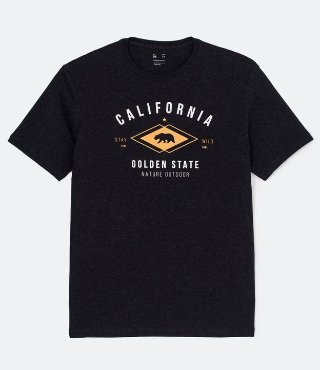 Camiseta Regular em Meia Malha com Estampa California Golden State Preto 5