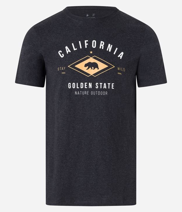 Camiseta Regular em Meia Malha com Estampa California Golden State Preto 6